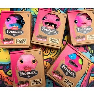Zuru Fuggler Baby Pinkles Keyring Plush Funny Ugly Monster Lot of 5 NIB Pink
